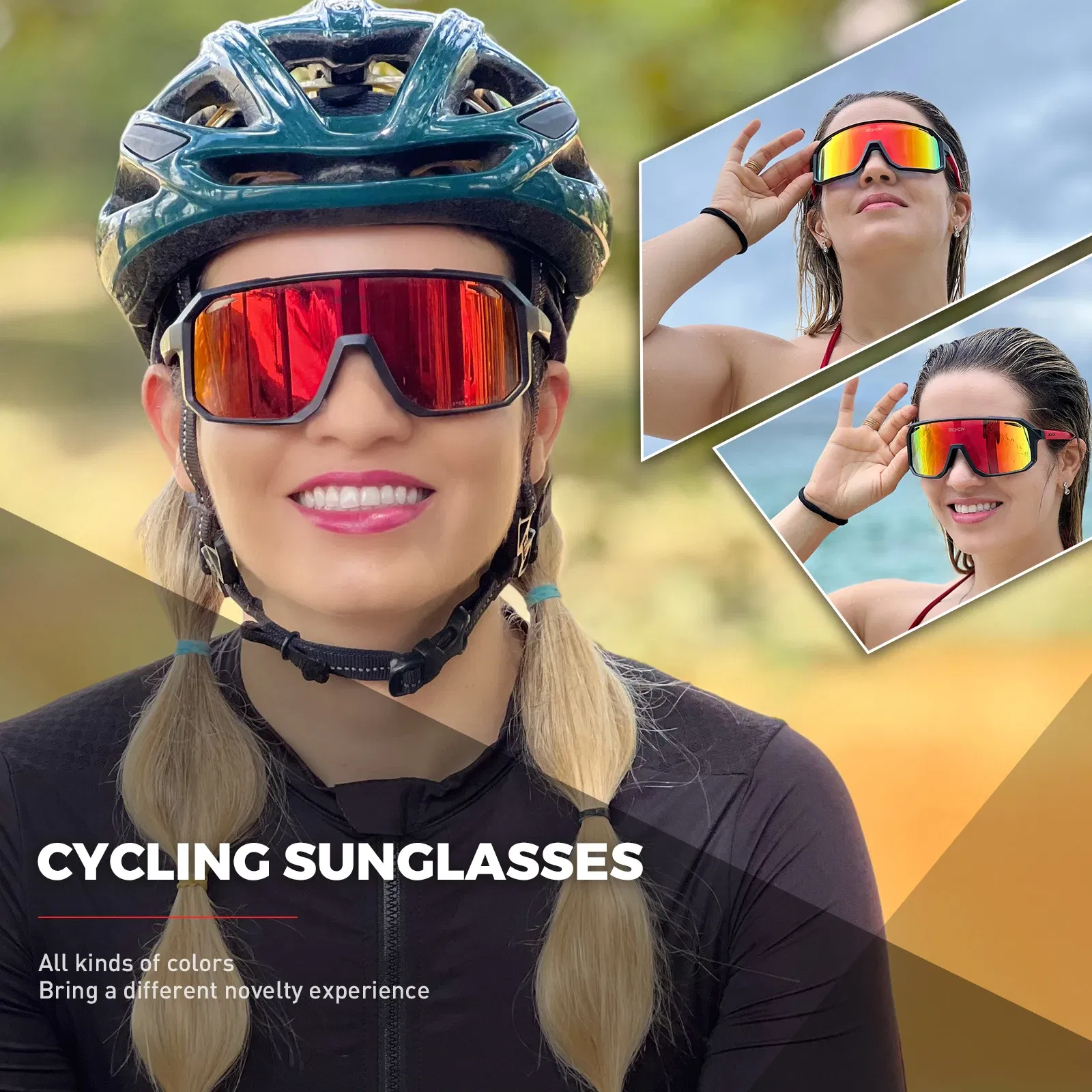 Color: light yellow, Lenses Color: WHITE - SCVCN Sports Men UV400 Sunglasses Cycling Glasses Photochromic Cycl Camp Bike Eyewear MTB Outdoor Goggles Bicycle Women Hunting
