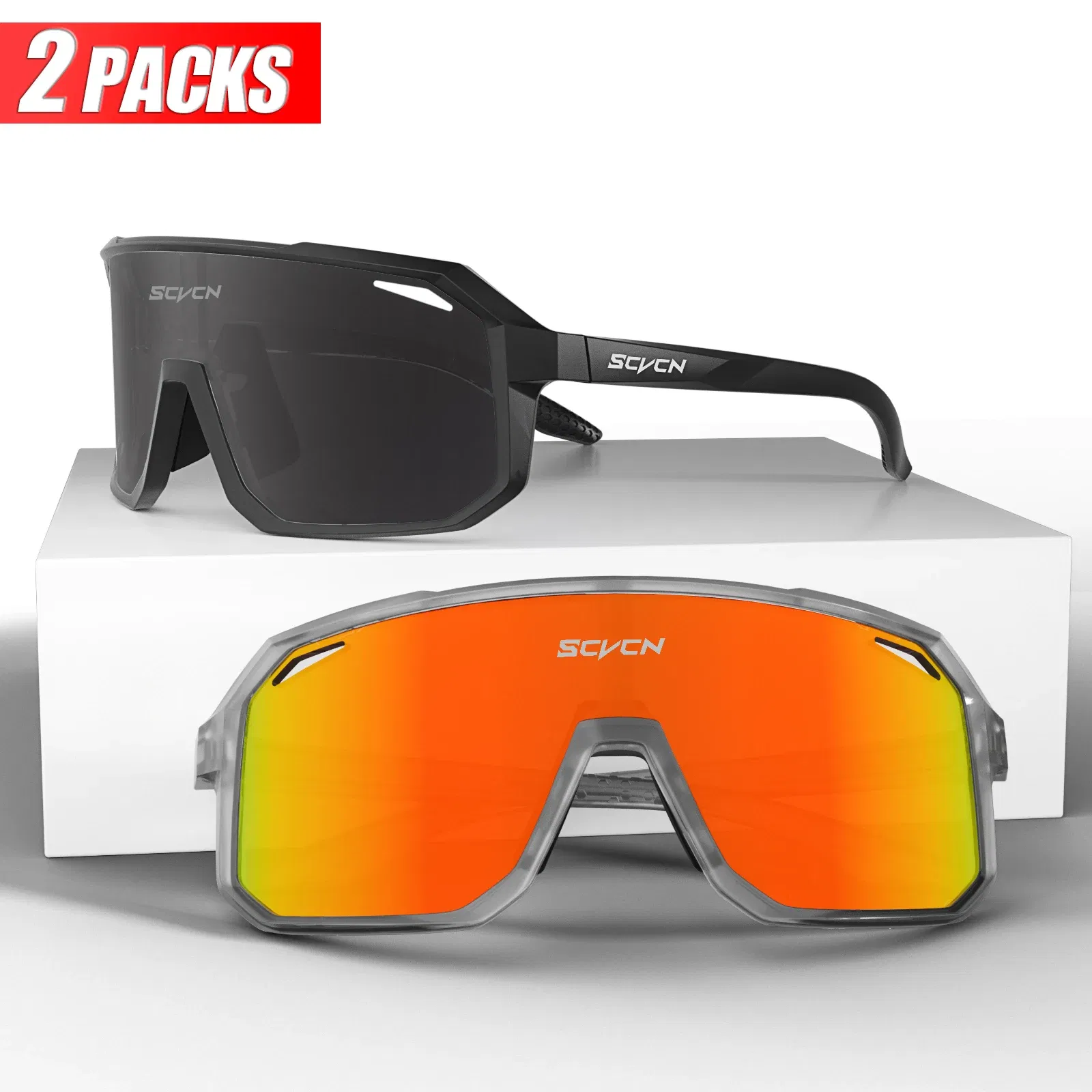 Color: light yellow, Lenses Color: WHITE - SCVCN Sports Men UV400 Sunglasses Cycling Glasses Photochromic Cycl Camp Bike Eyewear MTB Outdoor Goggles Bicycle Women Hunting