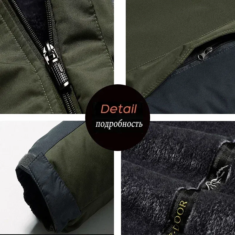 Color: Sky blue, Size: 5XL - Winter Jacket Men Thick Fleece Waterproof Outwear unload Jackets Men's Windbreaker Army Parka Raincoat Coats Plus Size 8XL 9XL