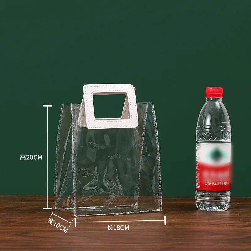 Color: MINT GREEN, Gift Box Size: Other - 1PC Clear Candy Handbag PVC Gifts Cosmetics Bag Transparent Souvenir Packaging Bags Tote Xmas Birthday Wedding Party Supplies