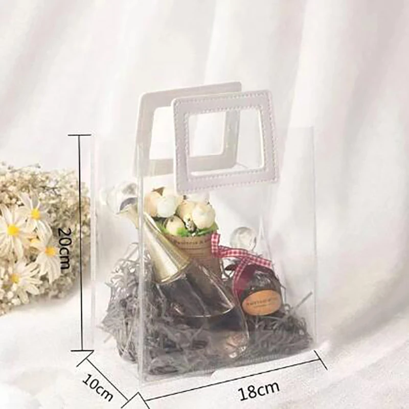 Color: MINT GREEN, Gift Box Size: Other - 1PC Clear Candy Handbag PVC Gifts Cosmetics Bag Transparent Souvenir Packaging Bags Tote Xmas Birthday Wedding Party Supplies