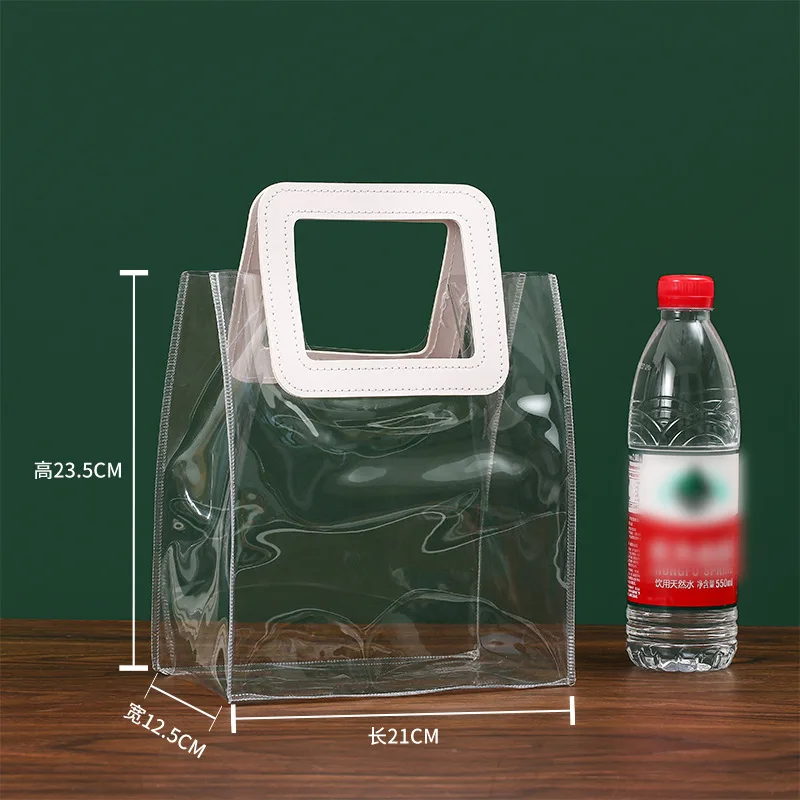 Color: MINT GREEN, Gift Box Size: Other - 1PC Clear Candy Handbag PVC Gifts Cosmetics Bag Transparent Souvenir Packaging Bags Tote Xmas Birthday Wedding Party Supplies