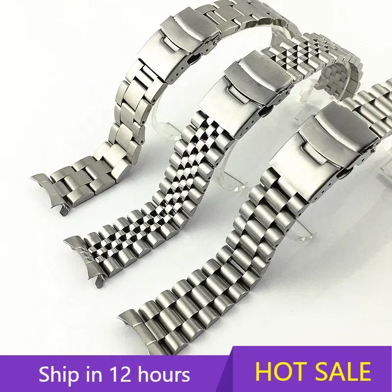 Band Color: Coal Black, Band Width: 20mm - For Seiko Solid Stainless Steel Band 20mm 22mm Men's Sports Strap Srpd Skx007/Skx009 SRPD63K1 Jubilee Curved End Bracelet