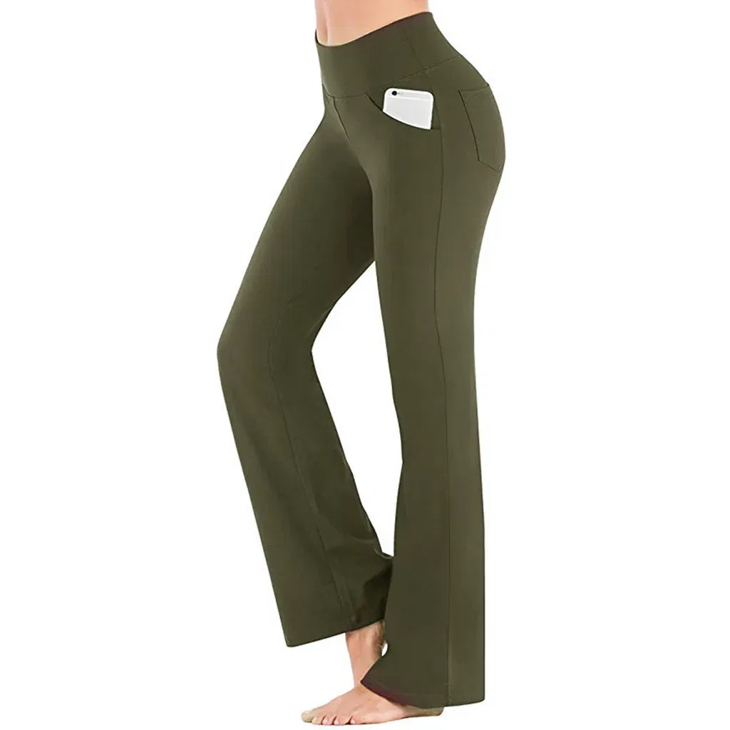 Color: army green, Size: XXXL - Ogilvy Mather Solid Elegant Female Lady Women's Legs Pants Palazzo Flared Wide Killer High Waist OL Ladies Career Long Trousers