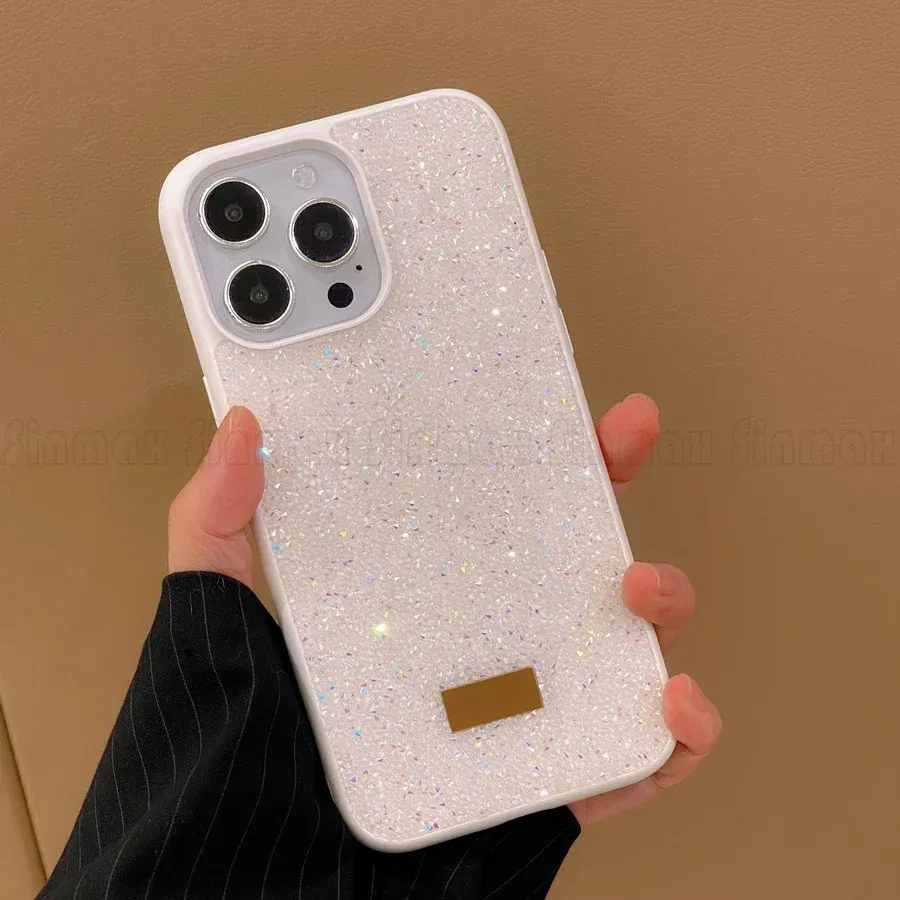 Color: black, Material: Nylon - Bling Glitter Phone Case For iPhone 16 15 14 13 12 Pro Max 11 Vogue Protective Soft Diamond Cover Coque Funda