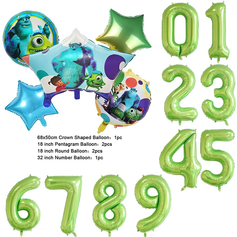 Color: Army Green, Capacity: 1250ml - Monsters University Monsters, Inc. Theme Birthday Party Decoration Metallic Gem Shaped Balloon Crown Shaped Balloon Baby Shower