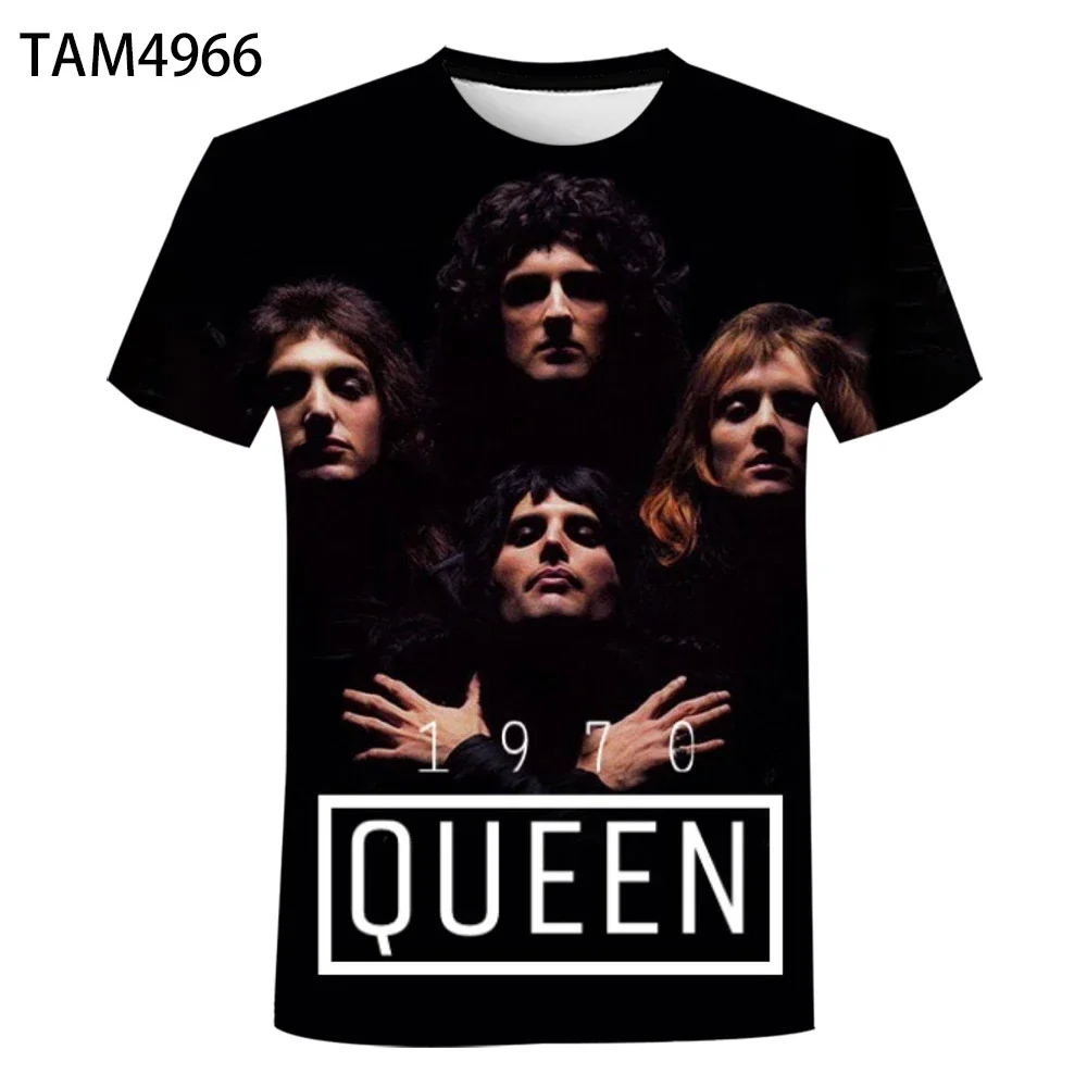 Color: Gold, Size: 6XL - New British Rock Band Queen 3D Printed Men Women T-shirt Casual Short Sleeve Oversized Tees Tops Fashion Punk O-Neck Clothing