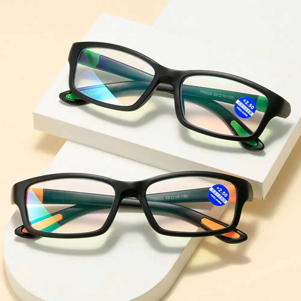 Frame Color: Khaki, Eye Prescription: +150 - Reading Glasses Men Fashion Sports Anti-blue Light Blocking Reading Eyewear Grey Red TR90 Frame Presbyopia Eyeglasses