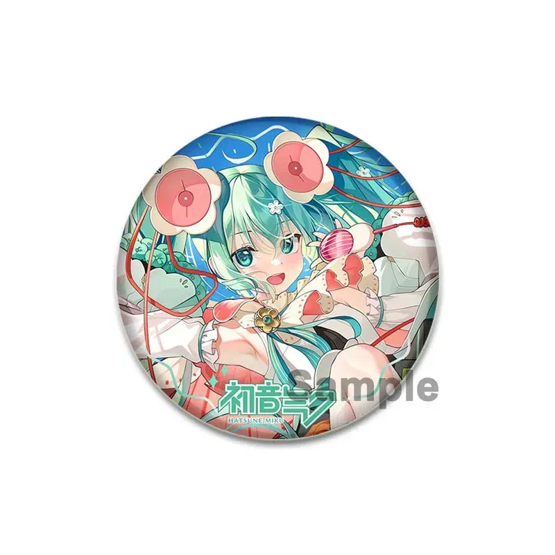 Color: Gold, Size: S - 58/44/32mm Miku Anime Round Pins Cartoon Badges Cosplay Handmade Tinplate Brooch on Backpack Clothes Chest Ornament Gifts