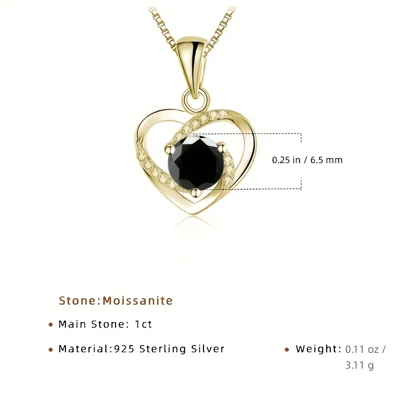 Moissanite Heart Pendant Necklace For Women
