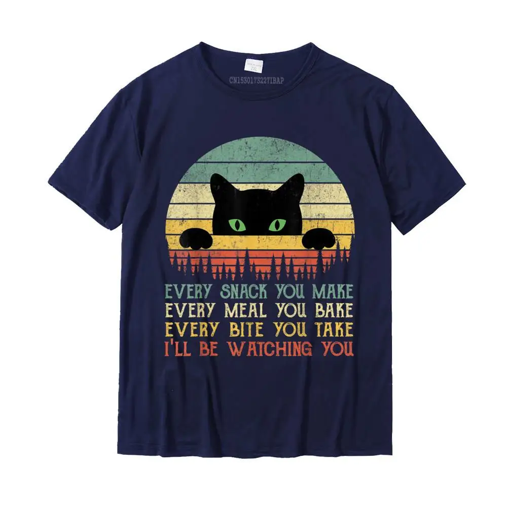 Color: Navy Blue, Size: M - Every Snack You Make Cat Funny Cat Mom Cat Mama Cat Dad T-Shirt Cotton T Shirts For Men Custom T Shirt Rife Printed