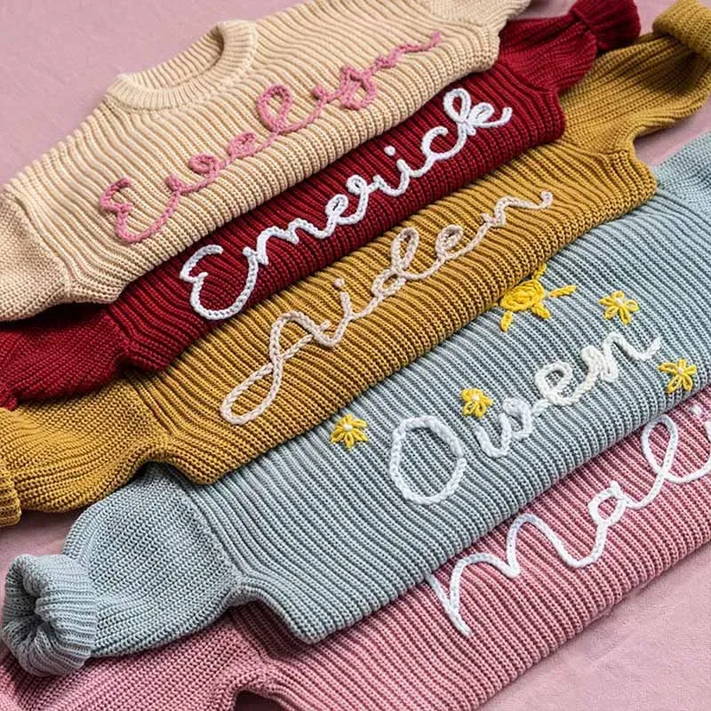 Color: Red, Size: XXL, Age Range: 0-3M - Personalized sweaters for cherished babies.Celebrate your little one's name with unique, custom-made thick knitted sweaters
