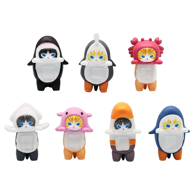Color: GRAY - 12PCS 5cm Sonny Angel Blind Box Shark Cat Series Anime Figures Room Ornaments Children's Christmas Gift High Quality Ornaments