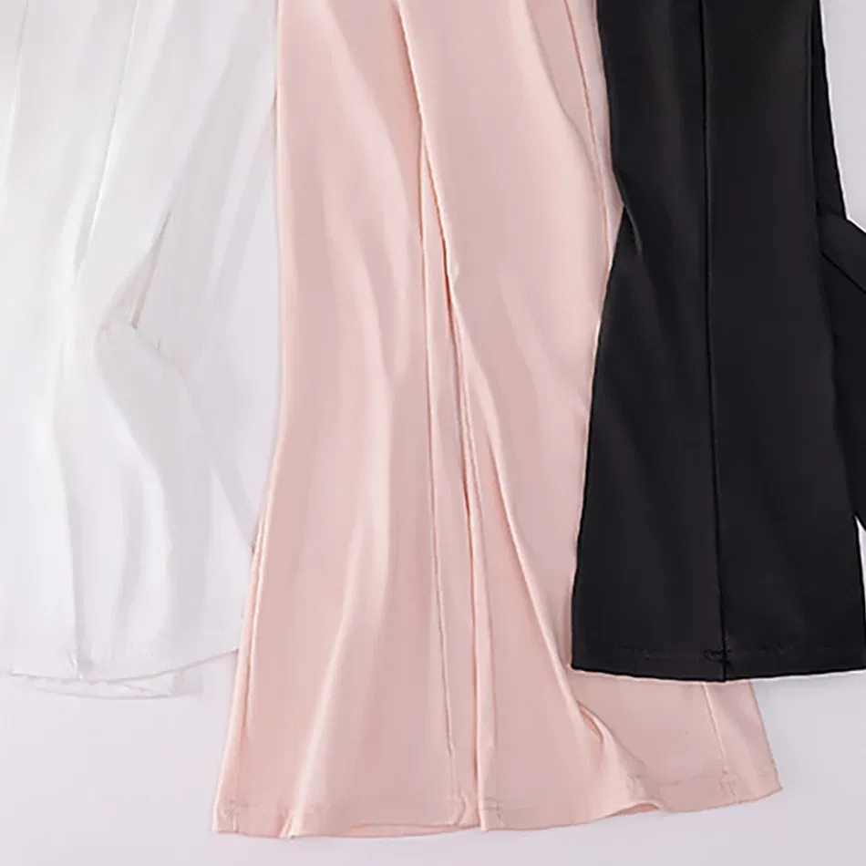 Color: Blue, Size: 104 - Girls High Waist Flared Pants for Spring and Autumn Kids Fashion Tight Leggings with Stylish Elastic Teenager Bottoms Clothes