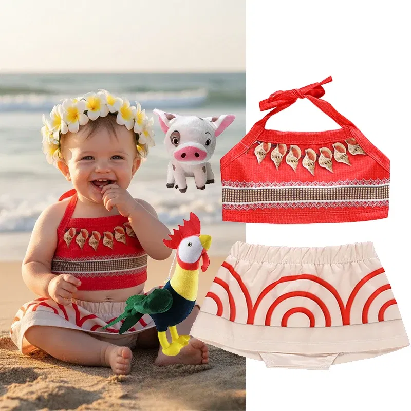 Color: Blue, Kid Size: 2T - Little Girls Cospaly DISNEY Moana Kids Two Pcs Set Top +Pants Infant Vaiana Role Play Festival Princess Costume Casual Clothes