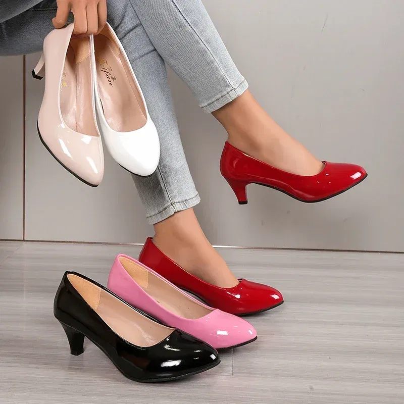 Color: WHITE, Shoe Size: 37 - Women Pumps Nude Shallow Mouth Women Shoes Fashion Office Work Wedding Party Shoes Ladies Low Heel Shoes Summer Heels Woeman