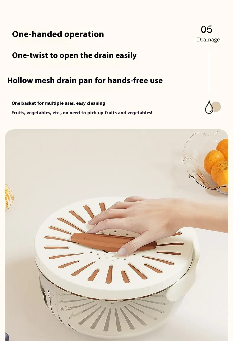 Fruit Drain Basket With Lid