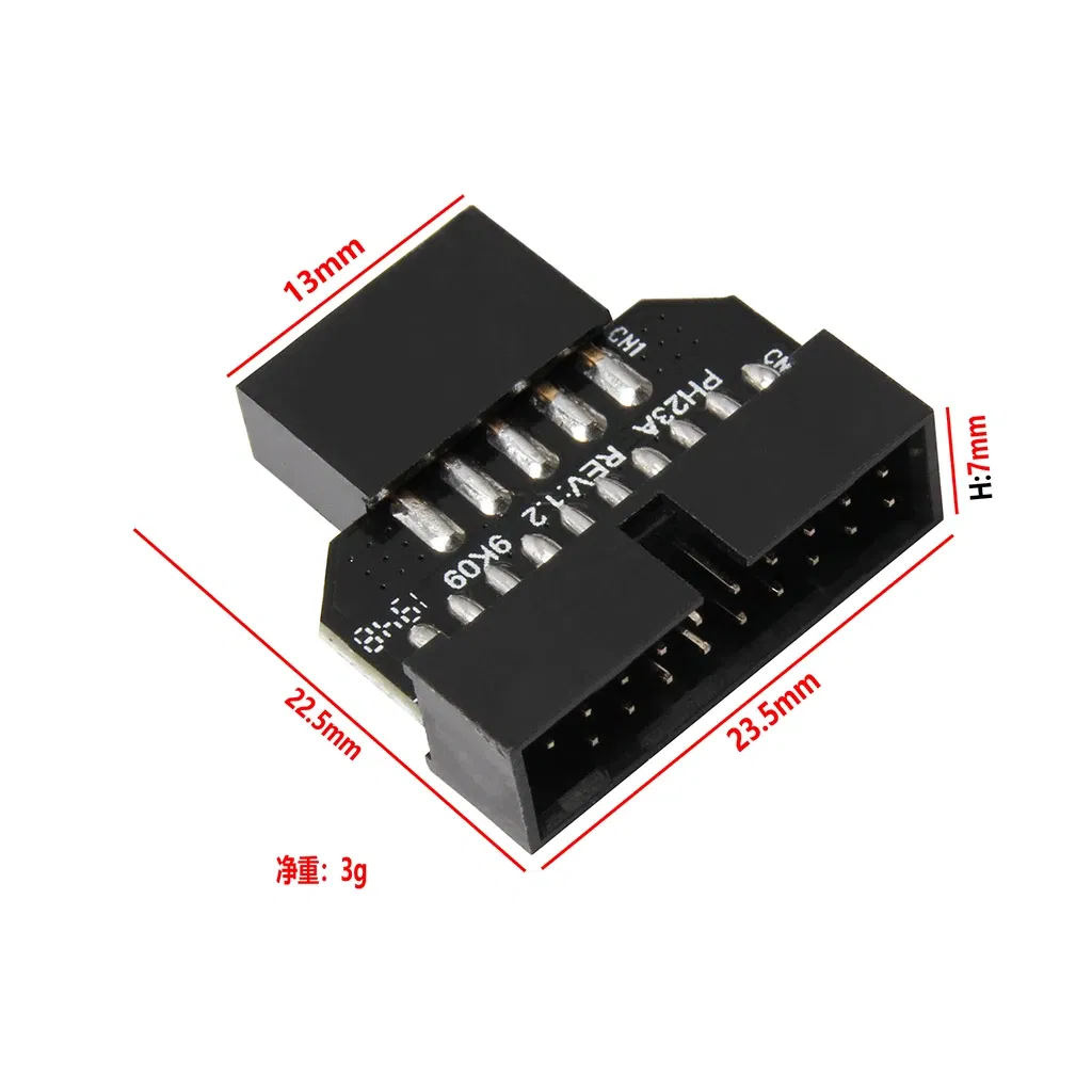 Color: Red, Cable length: Other - Motherboard USB2.0 9Pin to USB3.0 19pin Front Panel Connector Converter USB 3.0 19/20pin to USB 2.0 9pin Header Female Adapter