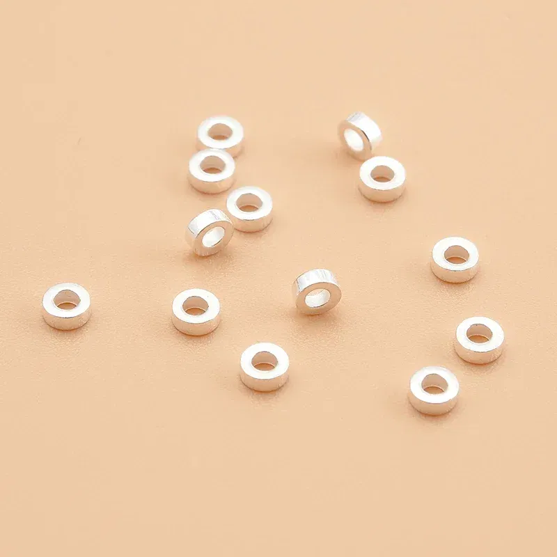10PCS 925 sterling silver jewelry accessories Circle gasket flat beads handmade beaded diy bracelet necklace material