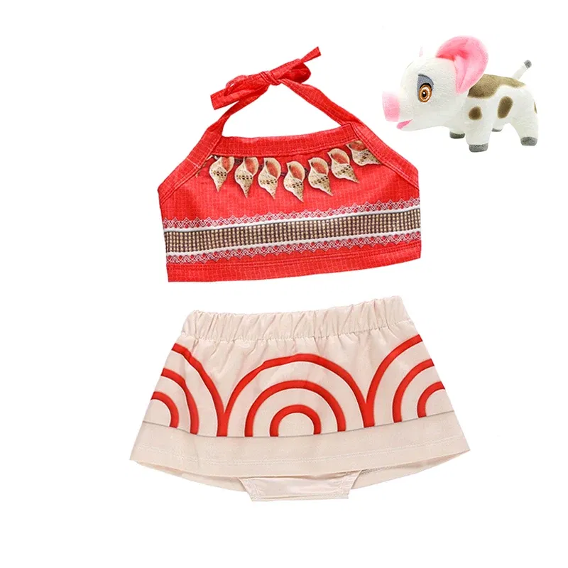 Color: Orange, Kid Size: 12 - Little Girls Dress up Moana Baby Kids Two Pieces Set Top +Pants Infant Vaiana Role Play Festival Princess Costume Casual Clothes