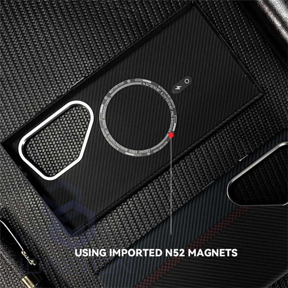 Color: Blue, Material: tpu - Carbon Fibre 3D Relief For MagSafe Case For Samsung Galaxy S24 Ultra S23 Plus Wireless Charge Hard PC Shockproof Magnetic Cover