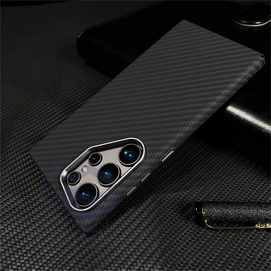 Color: Blue, Material: tpu - Carbon Fibre 3D Relief For MagSafe Case For Samsung Galaxy S24 Ultra S23 Plus Wireless Charge Hard PC Shockproof Magnetic Cover