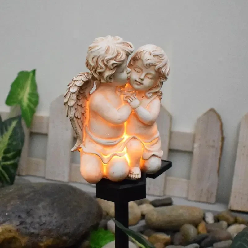 Cuddle Sleeping Angels Cherub Garden Statue with Solar Lights