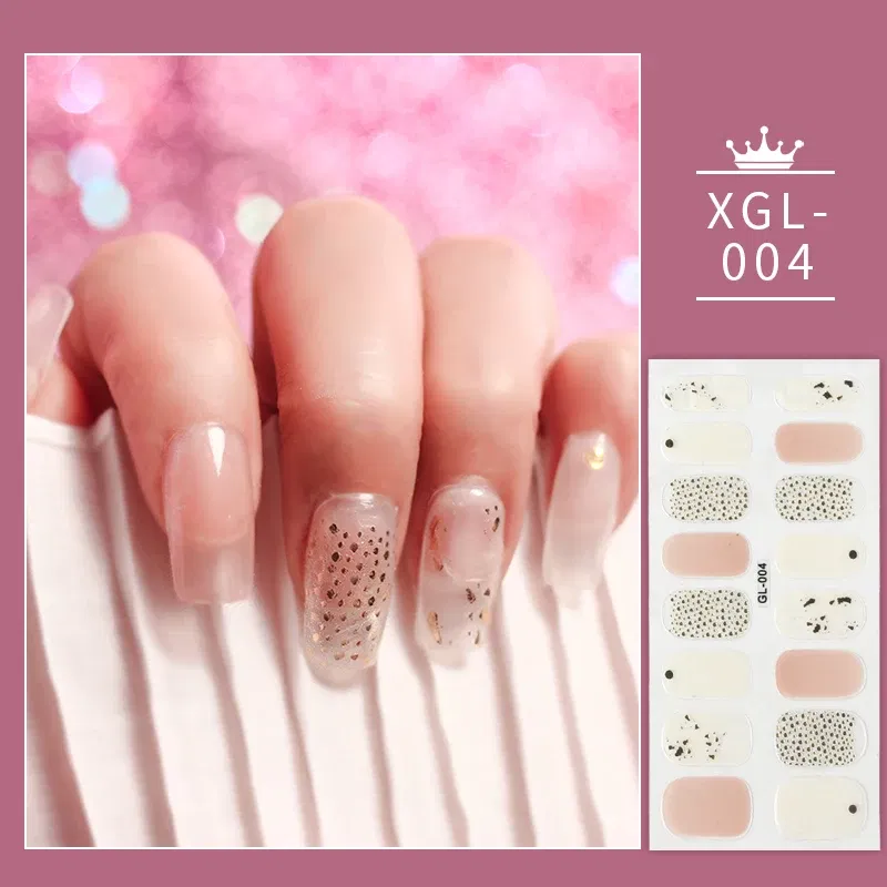 Color: purple color - 1 Sheet Glitter Nail Stickers Nail Art Polish Stickers Nail Tips Nail File Adhesive Wraps Manicure Decal Strips Drop Shipping