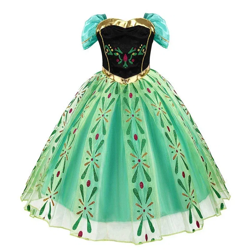 Kid Size: 2T, Color: Pink - Disney Kids Cosplay Elsa Anna Princess Dress Girls Mesh Ball Gown Halloween Carnival Birthday Clothes Snow Queen Frozen Costume