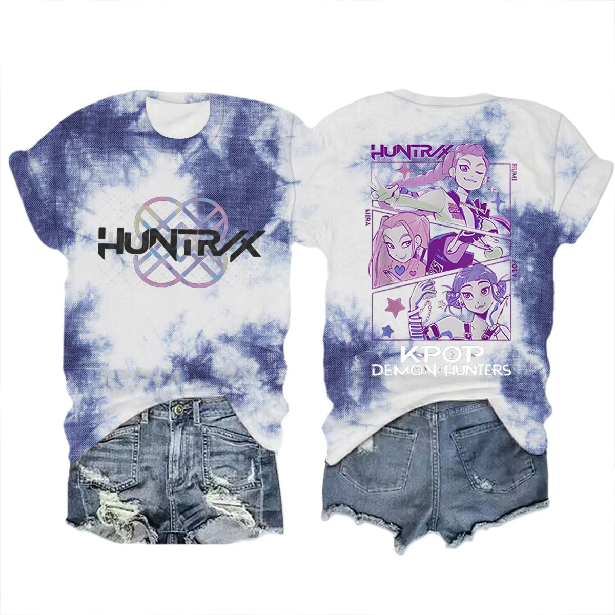 Color: Burgundy, Size: 4XL - Movie Characters T-shirt Tops Tie-dye Men's Women's Clothing Round Neck Short Sleeve T-shirt Street Style T-shirts