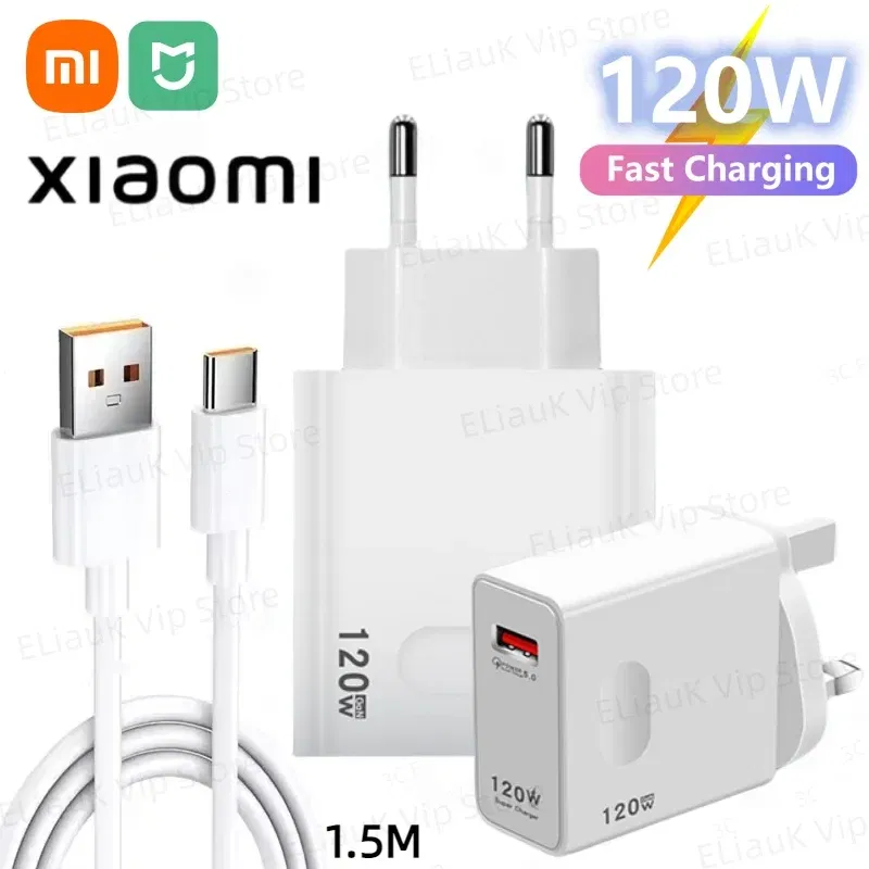 Plug Type: US - XIAOMI 120W USB Super Fast Charger Type C Phone Quick Charge 5.0 Power Adapter For iPhone iPad Samsung Huawei Oppo Oneplus