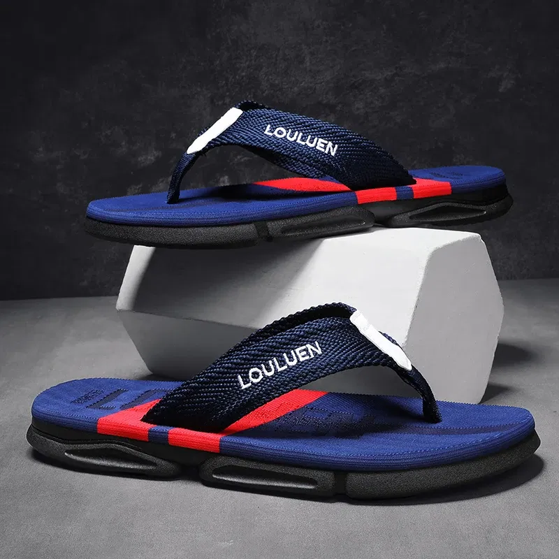 Color: black, Shoe Size: 45 - High Quality Men Flip Flops Summer Beach Slippers Men Fashion Casual Breathable Antiskid Beach Flip Flops Men Summer Outdoor