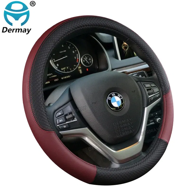 Color Name: WHITE - 9 Color Sport Auto Steering Wheel Covers Anti-Slip Leather Car Steering-wheel Cover Car-styling Anti-catch Holder Protor