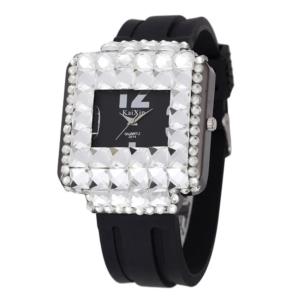 Color: WHITE - Luxury Brand Big Dial Full Diamond Watches Fashion Girls Fashion Ladies Quartz Watches Ladies Watches Holiday Gifts Montre Femme