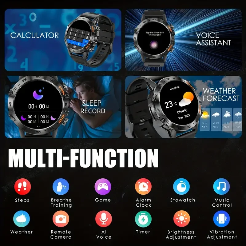 RuggedMaster Smart Watch - Men's Wireless Fitness Tracker with 1.39" HD Screen, 108 Sports Modes, Sleep Tracking, and Compatible with Android/iPhone - Perfect Birthday Gift for Him