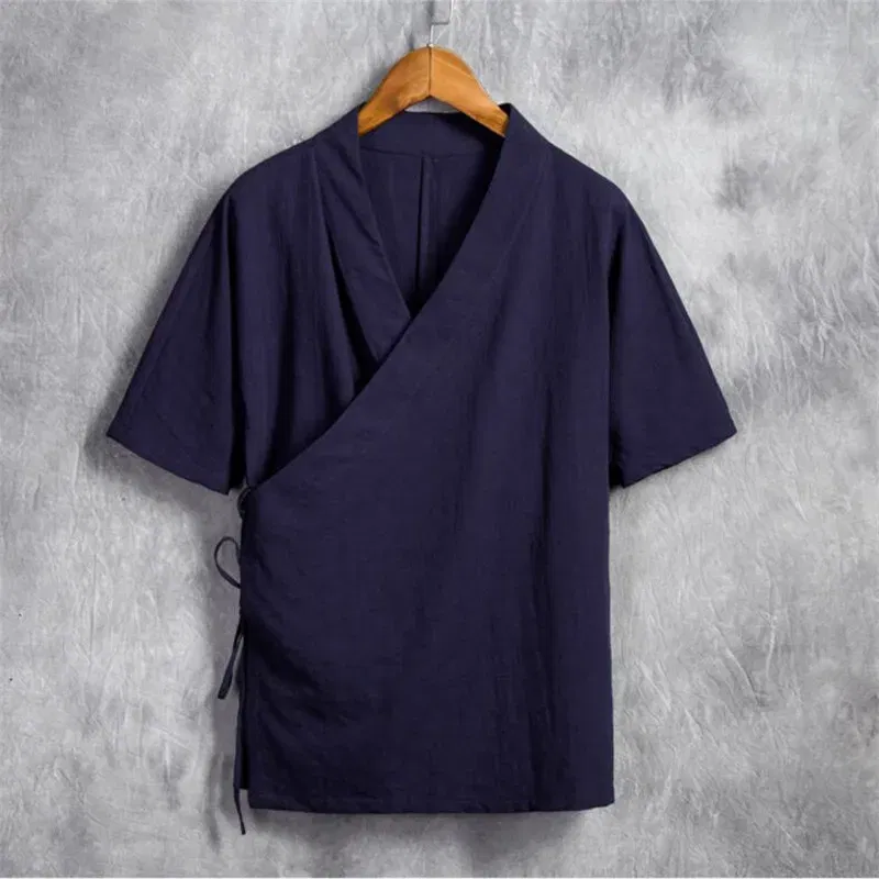 Color: black, Size: 4XL - Men Cotton Linen Short sleeve Kung Fu Shirt Classic Chinese Style Tang Clothing Size M-6XL