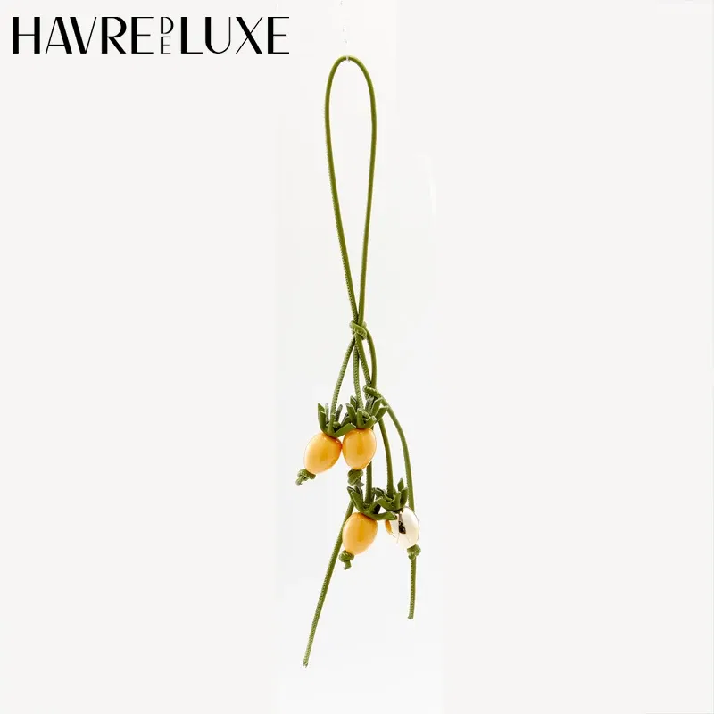 Color: Red Wine - Cowhide bag charm exquisite tomato string pendant woman all-match cute backpack pendant bag accessories