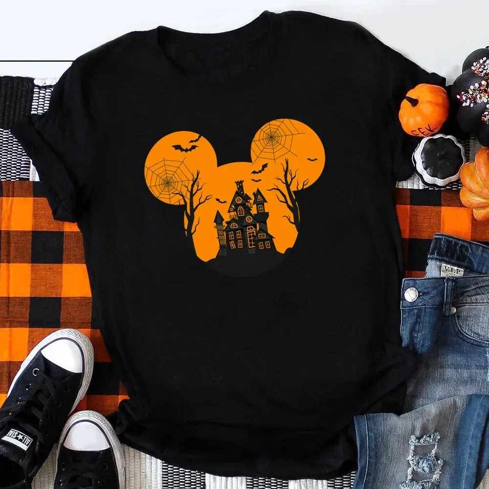 Color: Gold, Kid Size: 4T - Funny Mickey Minnie Mummy Print Disney Children Cotton T Shirts Trick Treat Fashion Halloween Cute Kid Clothes Girls Streetwear