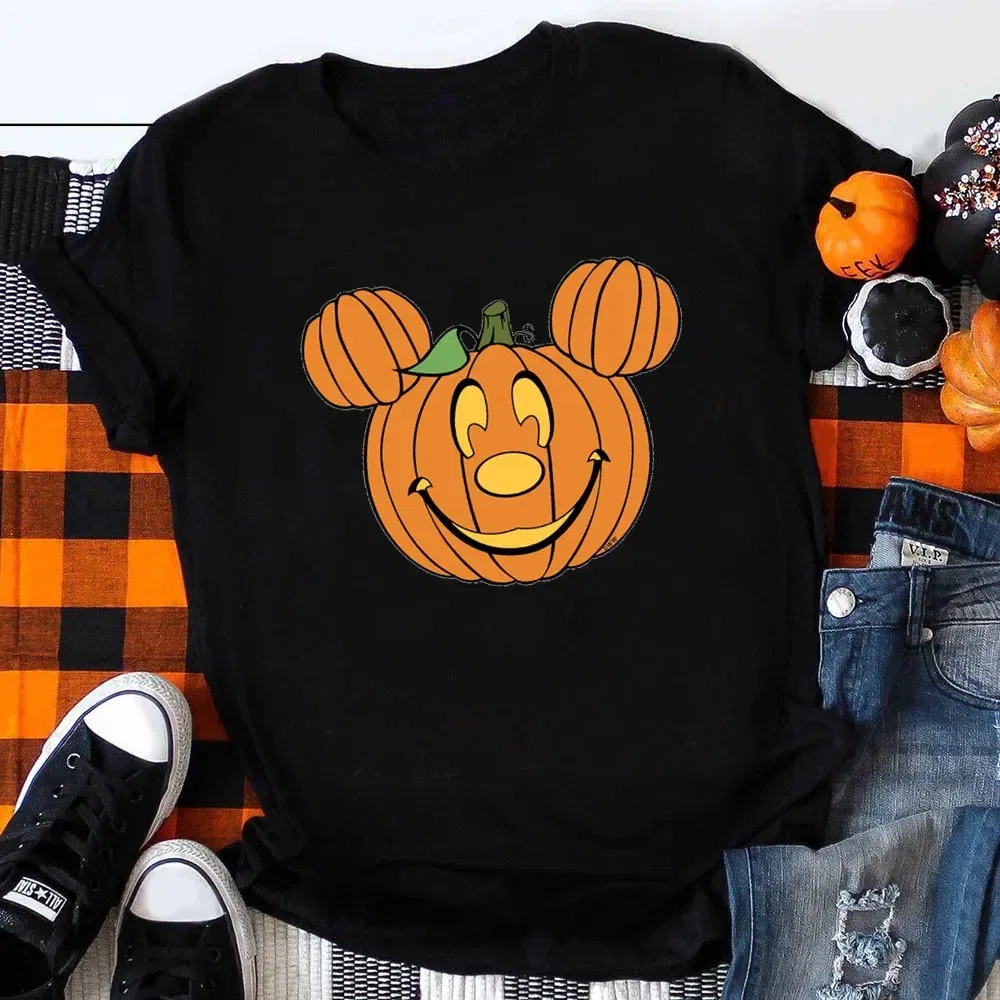 Color: Gold, Kid Size: 4T - Funny Mickey Minnie Mummy Print Disney Children Cotton T Shirts Trick Treat Fashion Halloween Cute Kid Clothes Girls Streetwear