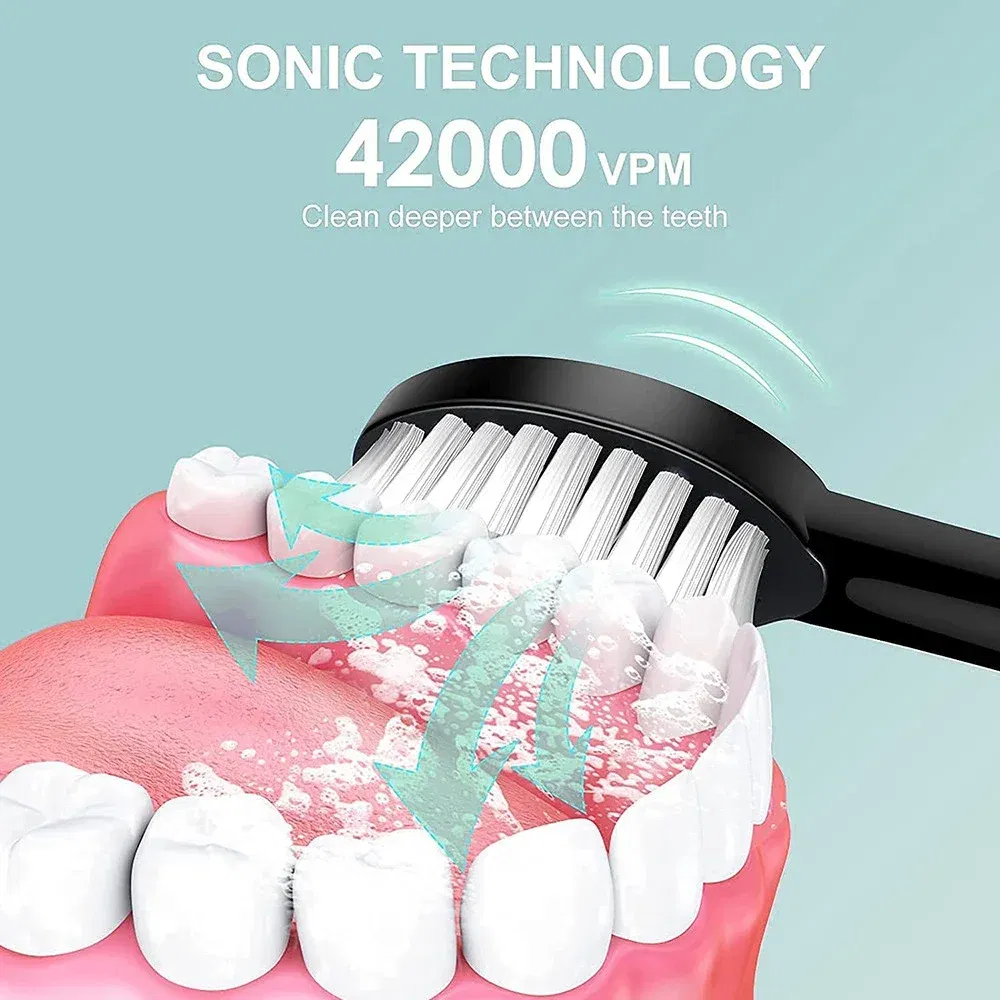 Color: Red - Toothink Electric Toothbrush Smart Timing Tooth Brush Rechargeable Teeth Clean Whitening Sonic Toothbrush With Replacement Head