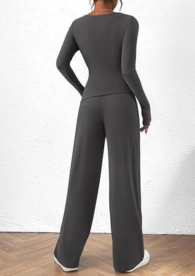 Casual Suit Asymmetric Long-sleeved T-shirt Wide-leg Pants Sportswear