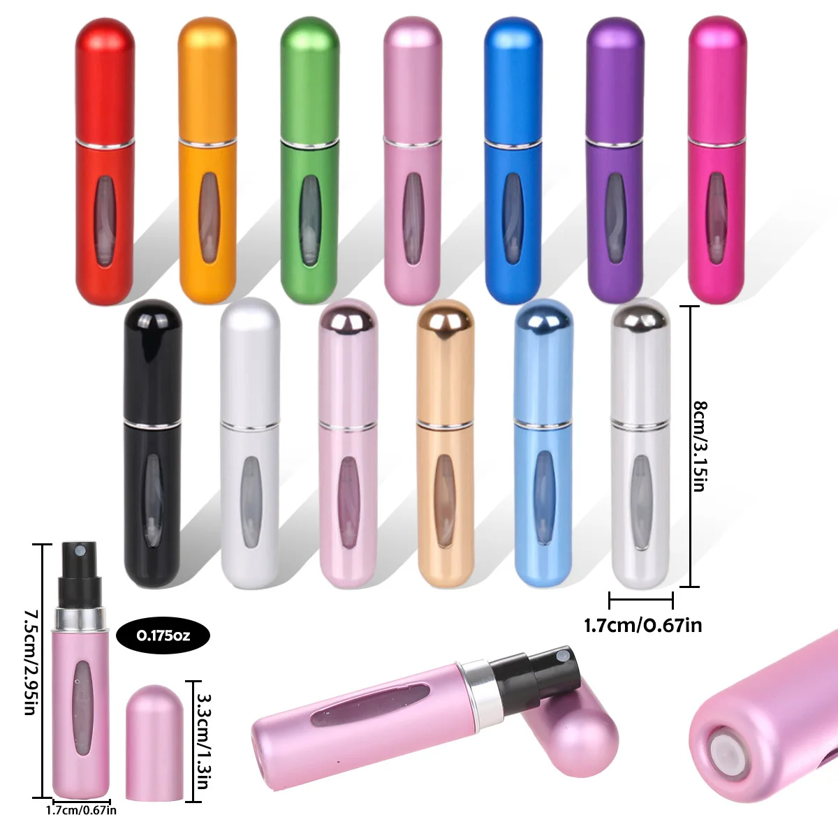 Color: multi - 5ml Perfume Refill Bottle Portable Mini Refillable Spray Jar Scent Pump Empty Cosmetic Containers Atomizer for Travel Tool Hot