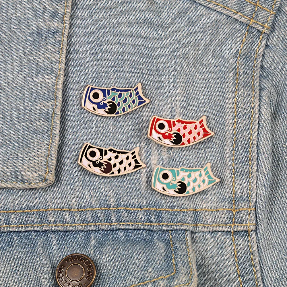 Metal color: Antique Copper Plated, Ships From: CHINA - Cartoon Fish Brooches Collection Fish Koi Flag Bag Clothes Decorative Jewelry Goldfish Shark Whale Brooch Lapel Enamel Pin Badge