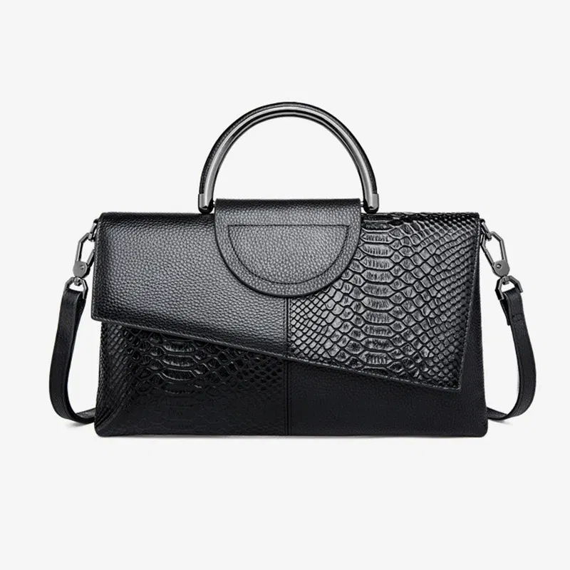 Color: black - PU Synthetic Leather Women's Shoulder Crossbody Bag Fashion Casual Dinner Wedding Alligator Pattern Flap Handbag and Purse