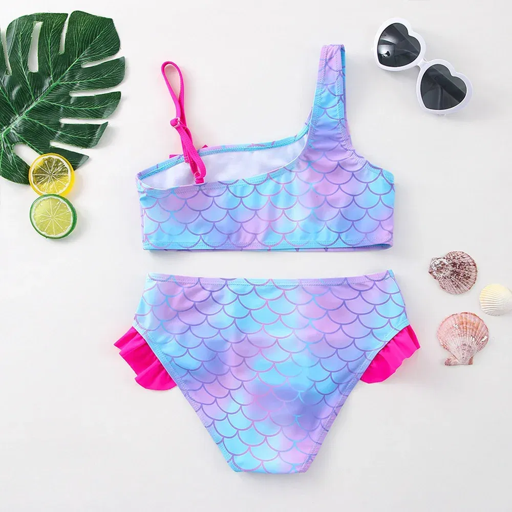 Color: Bright Yellow, Size: XS - Lilo Stitch Girls Swimsuit One-Piece Bathing Suits Children's Dresses Summer Swimwear Beach Suit Kids Wear Fashion Mermaid Fish