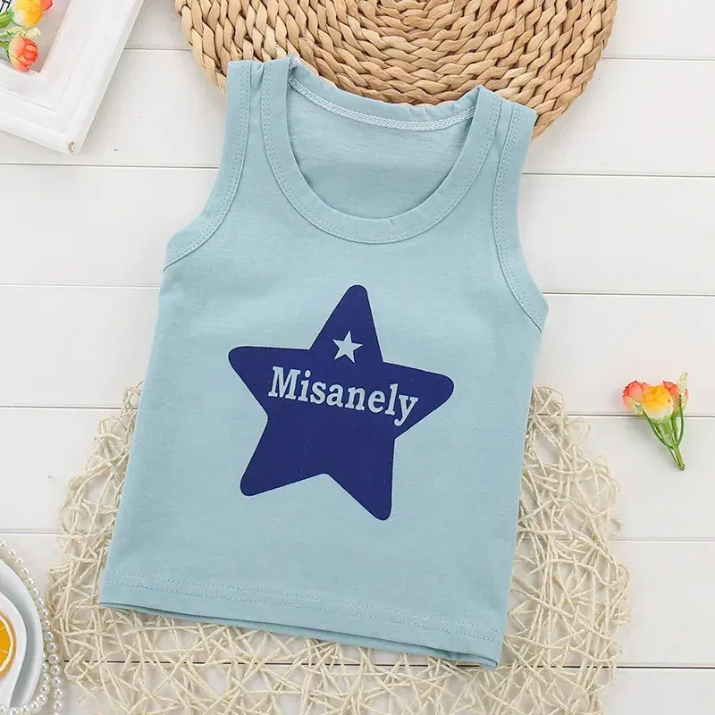 Color: Brown, Kid Size: 5 - Summer Kids Tops Clothes Tank Sleeveless Breathable Cotton Children T-shirt Vest Top Clothing Outfit Cartoon Boys Girls 0-7Years
