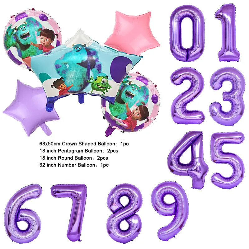 Color: Dark Khaki, Capacity: 1250ml - Monsters University Monsters, Inc. James P. Sullivan Theme Birthday Party Decoration Crown Shaped Balloon Set Baby Shower