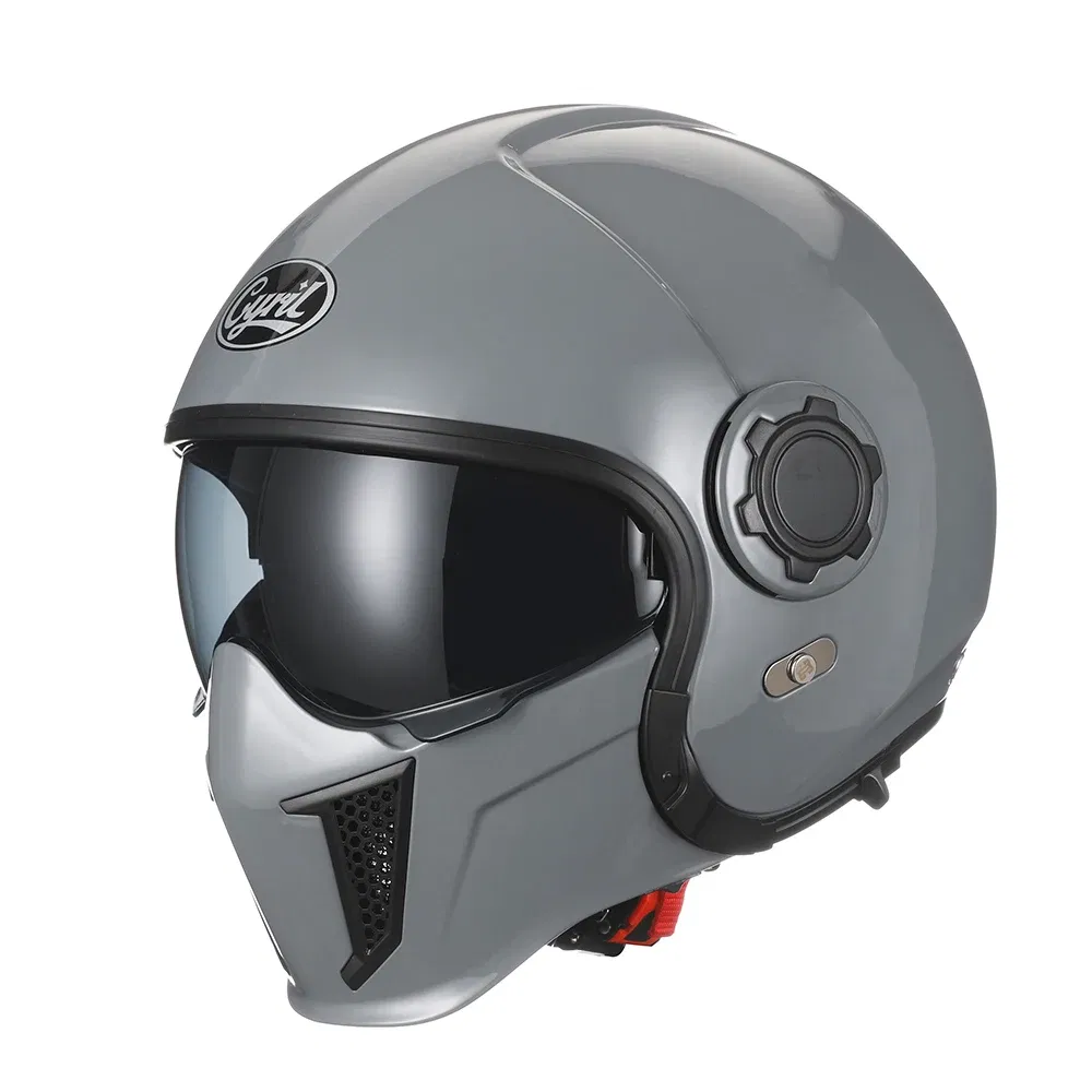 Color: Beige, Size: L - Modular Motorcycle Helmet Full Face Open Face Retro Helmets DOT ECE APPROVED CYRIL OP12A Capacete De Moto Masculino