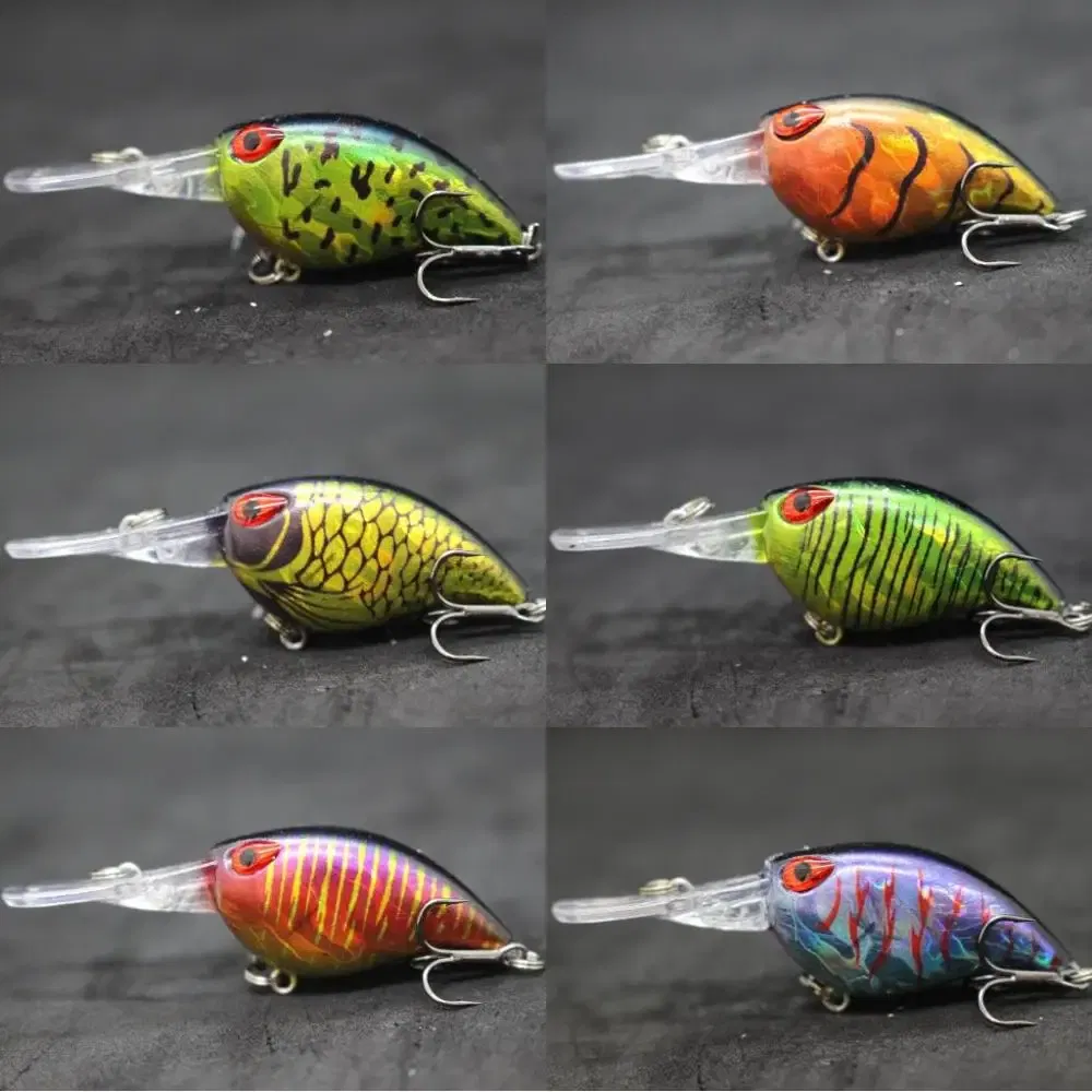Color: Ironwood - wLure Crankbait Wobble Fishing Lure 6cm 5g Deep Diving Tight Action Fresh Water Hard Bait Floating 8# Hooks Insect Bait C770