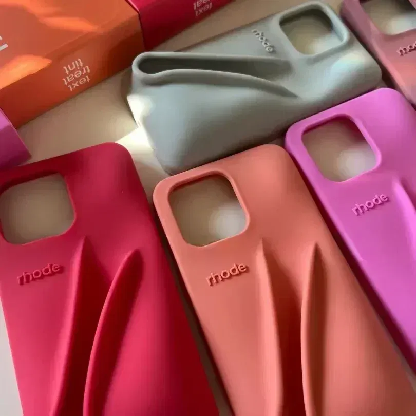 Color: Beige, Material: Neoprene - Lipstick Soft Silicone DIY Rhode Phone Case for IPhone 16 Pro Max 16Pro 16Plus Portable Lip Gloss Holder Ins Hot Cover